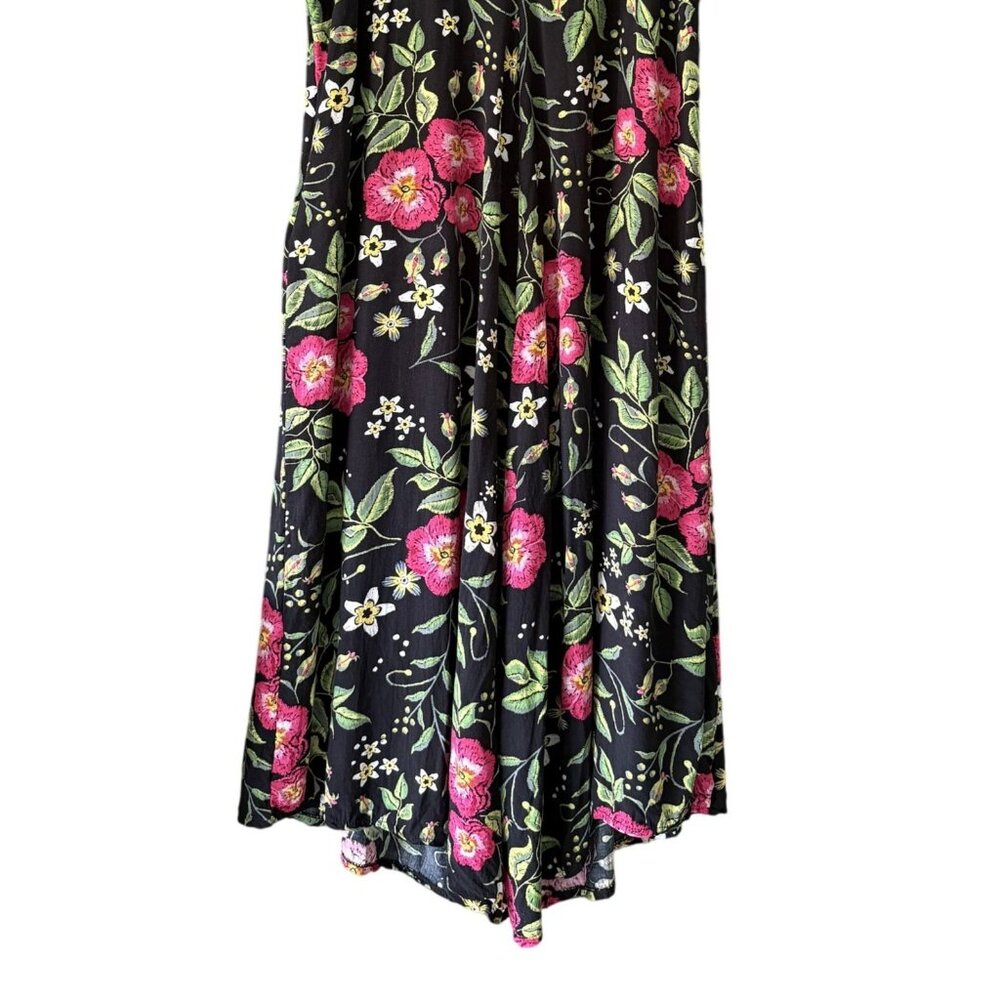 Floral Wide Leg Jumpsuit Sleeveless Side Zip Close Resort Wear Party Flowy Large - Picture 3 of 4